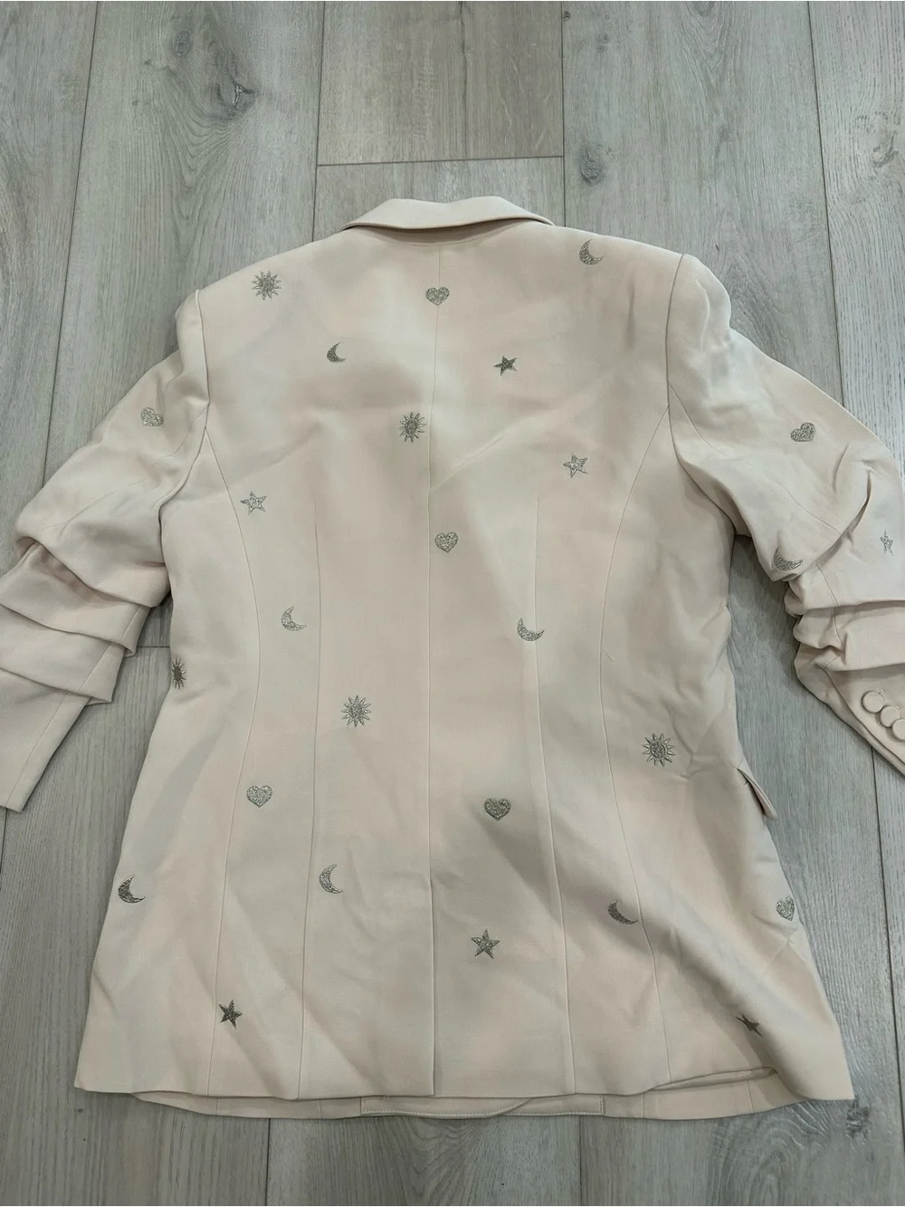 Cinq à Sept Embroidered Celestial Double Breasted Blazer Size 10 Ivory Moon & St